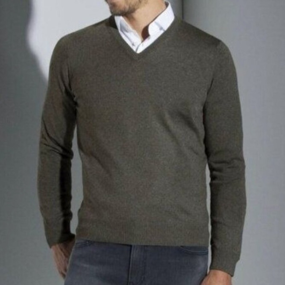 BANANA REPUBLIC Baruffa Extra Fine Merino Wool Brick Italian Crewneck Sweater